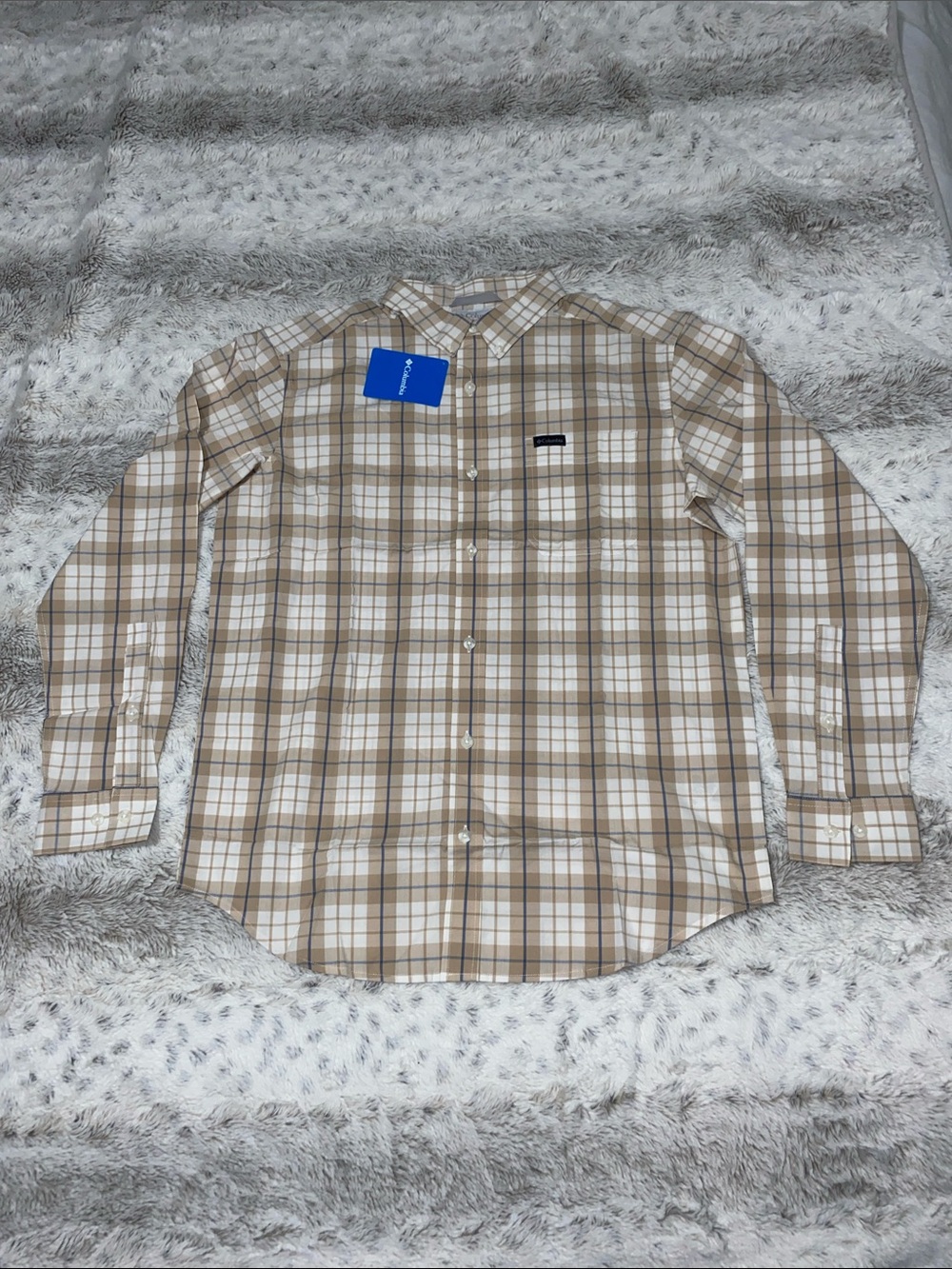 Men's Plaid Button-Down Shirt - Beige Plaid